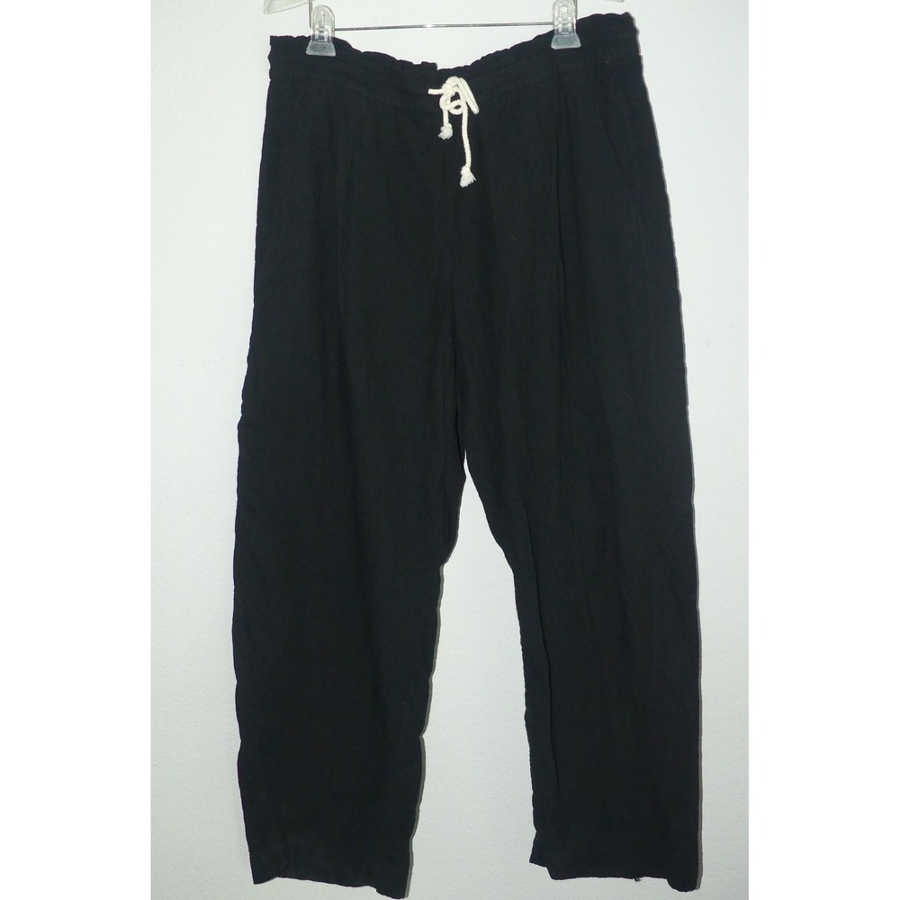 Old Navy Black High Rise Barrel Leg Pants XL Tall Waistband Drawstring Flowy XLT